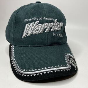 University of Hawaii Warrior Baseball Hat Cap Green Silver Strapback Embroidered